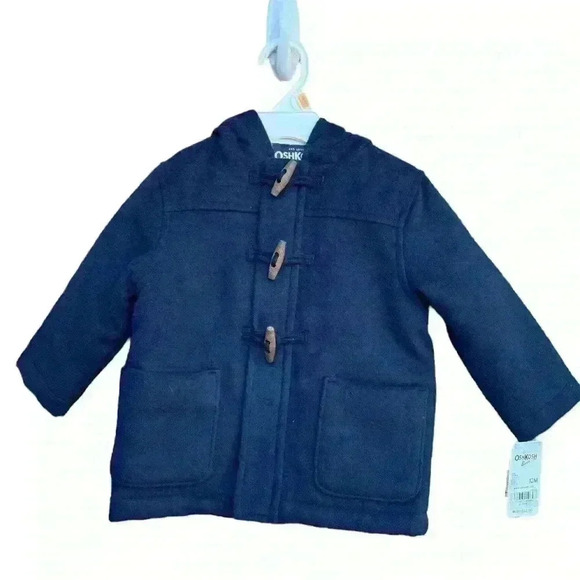 OshKosh B'gosh Other - NWT OshKosh navy blue hooded boy’s peacoat 12 mos.